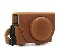 MegaGear MG1732 Ever Ready - Étui de Protection en Cuir avec Bandoulière Compatible avec Sony Cyber-Shot DSC-RX100 VII - Marron Clair