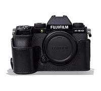 MegaGear MG1961 Ever Ready Demi Étui en Cuir Véritable avec Bandoulière Compatible avec Fujifilm X-S10 - Noir