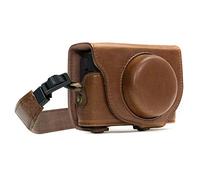 MegaGear MG589 Sony Cyber-shot DSC-RX100 VI, DSC-RX100 V, DSC-RX100 IV Étui de Protection en Cuir avec Bandoulière - Marron foncé