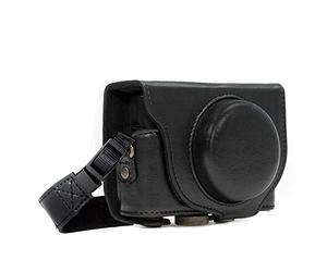 MegaGear MG596 Sony Cyber-shot DSC-HX99, DSC-HX95, DSC-HX90V, DSC-HX80 Ever Ready - Étui de Protection en Cuir avec Bandoulière - Noir