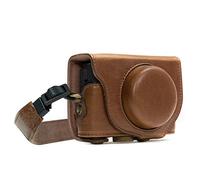 MegaGear MG597 Sony Cyber-shot DSC-HX99, DSC-HX95, DSC-HX90V, DSC-HX80 Ever Ready - Étui de Protection en Cuir avec Bandoulière - Marron foncé