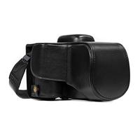 MegaGear MG856 Etui de Protection avec Bandoulière/Accès Batterie en Cuir pour Appareil Photo Nikon D3400 (18-55) Noir