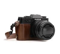 MegaGear MG958 Ever Ready - Demi Étui en Cuir avec Bandoulière Compatible avec Fujifilm X-T30, X-T20, X-T10 - Marron Foncé