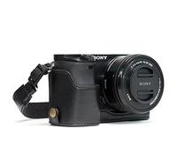 MegaGear MG960 Etui avec Bandoulière/Accès Batterie en Cuir pour Appareil Photo Sony Alpha A6300/A6000 Noir