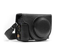 MegaGear MG975 Etui de Protection avec Bandoulière/Accès Batterie en Cuir pour Appareil Photo Canon PowerShot G7 X Mark II Noir