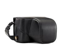 MegaGear MG984 Etui de Protection avec Bandoulière/Accès Batterie en Cuir pour Appareil Photo Sony Alpha A6300/A6000 (16-50 mm) Noir
