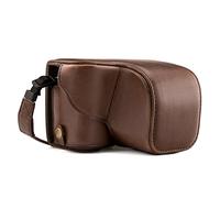 MegaGear MG985 Etui de Protection avec Bandoulière/Accès Batterie en Cuir pour Appareil Photo Sony Alpha A6300/A6000 (16-50 mm) Marron foncé