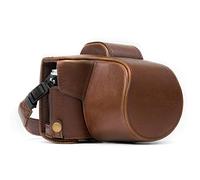 MegaGear MG994 Olympus OM-D E-M10 Mark II, E-M10 (14-42mm) Ever Ready - Étui de Protection en Cuir avec Bandoulière - Marron Foncé