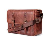 MegaGear Sac de messager en cuir italien, portefeuille de sacsfeuille de maltraire en unisexe léger, à la malque - Brun