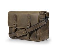 MegaGear Sac de messager en cuir italien, portefeuille de sacsfeuille de maltraire en unisexe léger, à la malque - Kaki