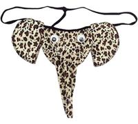 MEGAHERZ Eléphant Tanga Sexy Slip Hommes Boxer Low Rise Trunk Hommes String Tanga Short Court Ventre Pouch Slips Strings Drôle de G-String Lover Cadeau (Imprimé léopard)