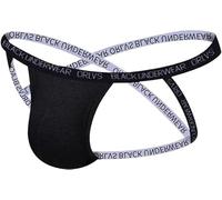 MEGAHERZ String Homme Suspensoir Jockstrap Bretelles Croisées Sexy Jock Strap sous-vêtement Thong Taille Basse (Noir,XXL)