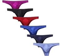 MEGAHERZ Strings Hommes Pack de 6 Bikinis T-Back Tanga Sport Mini-Slip Hommes G-String Sexy sous-vêtements Low Rise Erotique Vélo Gym Clubwear Lingerie de Charme (L)