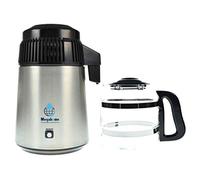 Megahome MH943SBS Distillateur noir en acier inoxydable, 4 l, avec verseuse en verre, avec livre (français non garanti), eau pure et distillée, aucun contact avec le plastique, pas de filtre à eau