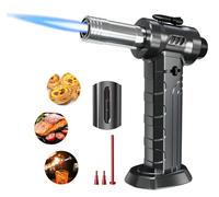Megainvo Chalumeau de Cuisine Chalumeau Gaz Deux Modes Flamme Chalumeau Cuisine avec Verrouillage de Sécurité Chalumeau Gaz Bricolage pour Cuisine Crème Brûlée BBQ Soudure Camping(Butane Non Inclus)