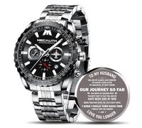 MEGALITH Cadeaux pour Mari Montre Homme: Saint Valentin Anniversaire Mariage Amour Cadeau pour Lui - Romantique Cadeaux de l'épouse à l'époux Personnalisé