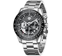 MEGALITH Montre Homme Acier Inoxydable: Chronographe Montre Calendrier Grand - Etanche Montre Bracelet Homme Analogique Classique Argenté Cadeau