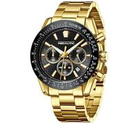 MEGALITH Montre Homme Bracelet Acier: Doré Analogique Quartz Chronographe - Etanche Montre avec Date Calendrier