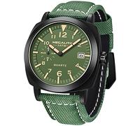 MEGALITH Montre Homme Militaire Analogique: Date Étanche Luminoux pour Sorties Amis Affaires Navetteurs Urbains Grande Taille