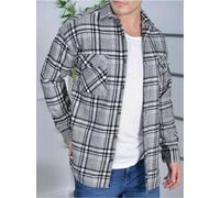Megaman Jeans H-257 Chemise à carreaux en flanelle Chemise bûcheron homme en coton L Noir