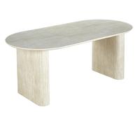 MEGAN - Table de repas ovale extensible aspect travertin L150 Beige