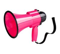 Mégaphone 30 W avec sirène et enregistrement 240 s - Contrôle du volume réglable - Portée jusqu'à 300 pieds - Convient aux entraîneurs de cheerleading sportif et aux organisateurs d'événements - Rose