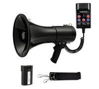 Mégaphone avec Bluetooth & Sirène, Portée de 2000m, Mégaphone Portatif avec Microphone Amovible, Haut-Parleur Rechargeable avec Sirène pour Événements Extérieurs, Contrôle de Foules, Sport