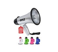 Pyle Mégaphone Porte-voix Compact 20W avec Sirène, Microphone, Piles, Argent