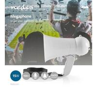 Mégaphone de supporter 15W avec microphone et sirène intégrés - Blanc