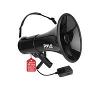Pyle Haut-Parleur Mégaphone avec Sirène Intégrée, Mégaphone Porte-Voix, 50 Watts, Volume Réglable, Idéal pour Les Fans, Entraîneurs de Sports, Cheerleading, Exercices de Sécurité, Noire