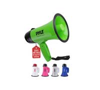 Pyle Haut-Parleur Mégaphone Portable avec Sirène - Mégaphone Porte-Voix Compact et Fonctionnant sur Piles avec Puissance de 20 Watts, Microphone, 2 Modes, Sonorisation PA et Poignée Pliante - Vert