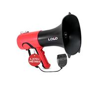 Mégaphone Portable Bluetooth - 100W - 1500m Portée - Sirène et Modulateur- Roug/noir - Carré