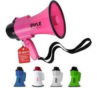 PYLE Haut-Parleur Mégaphone Portable avec Sirène- Mégaphone Porte-Voix Compact et Alimenté par Piles avec Puissance de 30 Watts, Microphone, 2 Modes, Sonorisation et Poignée Pliable