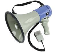 Mégaphone Professionnel 25 Watts - HQ - Avec Sirène Intégrée et Sifflet - Portée Jusqu'à 1500m - Noir