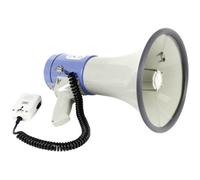 Velleman Mégaphone 25W avec sirène, Son sifflet, Micro détachable, réglage du Volume, Sangle, Design ABS Portable, portée 500m, Niveau sonore 92dB, Gris/Noir/Bleu
