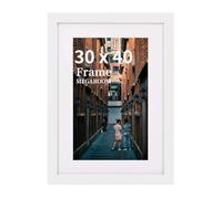 MEGAROOM Cadre 30 x 40, Blanc - Léger et robuste Cadre photo 30x40 cm en Bois, Décoration Murale Salon Chambre Bureau, Cadre Photo Personnalisé avec verre acrylique, Style Élégant et Polyvalent