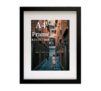 MEGAROOM Cadre A4, Noir - Cadre Photo A4 21x29,7cm en Bois, Écran mural ou de bureau, Décoration Salon Chambre Bureau, Cadre Photo Personnalisé avec verre acrylique, Style Élégant et Polyvalent