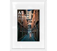 MEGAROOM Cadre A5, Blanc - Cadre photo 15x20 cm Bois, Écran mural ou de bureau, Décoration Murale Salon Chambre Bureau, Cadre Photo Personnalisé avec verre acrylique, Style Élégant et Polyvalent