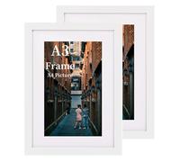 MEGAROOM Lot de 2 cadres photo A3 - Affichage A4 avec passe-partout ou A3 sans passe-partout - Cadre en bois massif pour certificat, façade en plexiglas - Montage mural vertical ou horizontal - Blanc