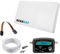 Megasat Antenne Plate Set - D1 Profi-Line (1 utilisateur, INCL. 10 m de câble, satfinder, Passage de fenêtre, LNB Interchangeable, Nombreuses Options de Montage) - Blanc
