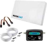 Megasat Antenne Plate Set - D2 Profi-Line (2 utilisateurs, INCL. 2 × 10 m de câble, satfinder, 2 × passages de fenêtre, LNB Interchangeable, Nombreuses Options de Montage) - Blanc
