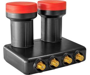 Megasat Diavolo Monoblock Quad LNB 0,1 dB, 40 mm | 4 utilisateurs, connecteurs F dorés, pour exigences élevées, facteur de bruit 0,1 dB