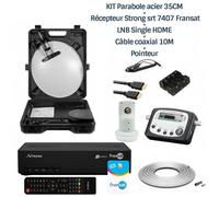 MEGASAT KIT Parabole acier 35CM + Récepteur Fransat + LNB Single HDME + Câble coaxial 10M + Pointeur