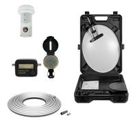 MEGASAT KIT Parabole acier blanche 35CM + LNB Single 0.1dB HDME + Câble Coaxial 10m + Pointeur boussole