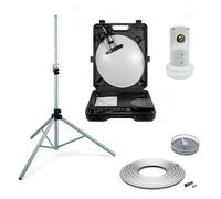 MEGASAT KIT Parabole acier blanche 35CM + LNB Single HDME + Câble Coaxial 10m + Trépied + boussole