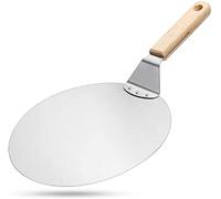 Megashopitalia Pelle à pizza en acier inoxydable extra-large avec poignée en bois 45 cm diamètre