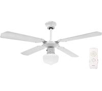 Megashopitalia Ventilateur de plafond Ø 107 cm 4 pales avec télécommande Lumière réversible 70 W Blanc Fonction hiver minuterie 3 vitesses
