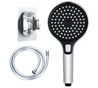 Megashower Pommeau de douche haute pression 3 en 1 avec tuyau et support, 3 types de jet, économie d'eau, augmentation de la pression, buse en silicone anti-bourrage, argenté