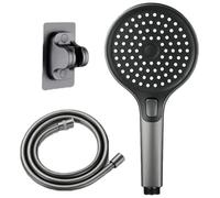 Megashower Pommeau de douche haute pression 3 en 1 avec tuyau et support, 3 types de jet, économie d'eau, augmentation de la pression, buse en silicone anti-bourrage, gris