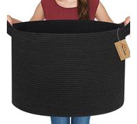 MEGASKET Grand panier de plafond noir 55,9 x 55,9 x 35,6 cm, panier de rangement en corde tissée, boîte de rangement pour jouets d'enfants, organiseur, support de plafond pour salon, panier décoratif